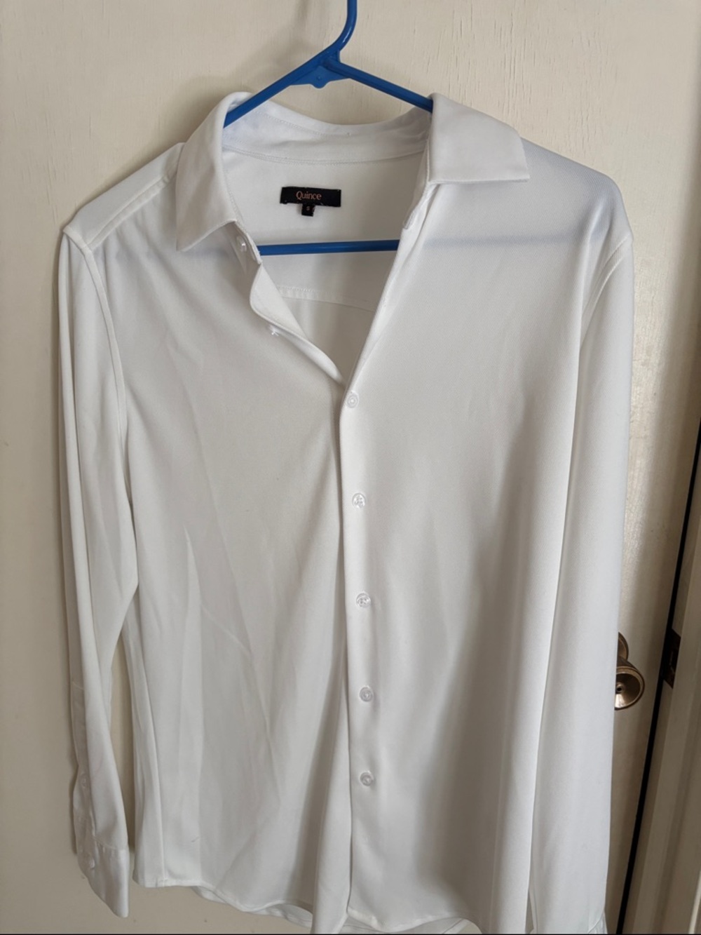 Quince Women’s White Long-Sleeve Button Front Blouse